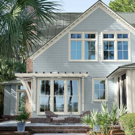 Sherwin-Williams painted exterior of home green sage