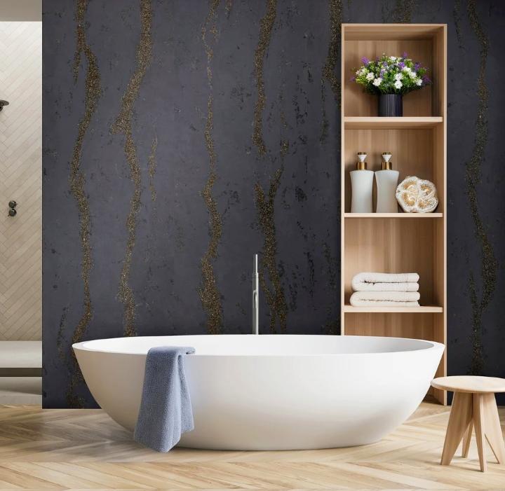 Vahallan Hand-painted Wallpaper bathroom
