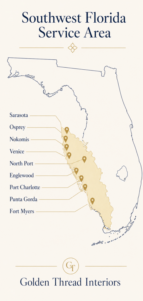 Interior designer Southwest Florida service areas from Sarasota to Fort Myers