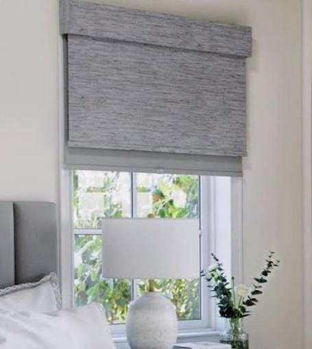 Custom Window Roller Shade, color gray.