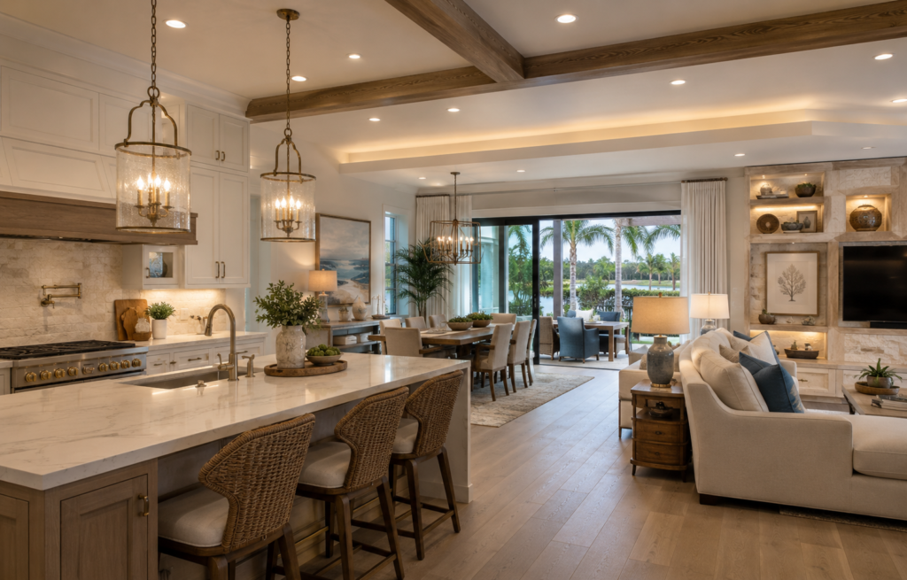 Day Lighting Southwest Florida interior with natural light and layered lighting design